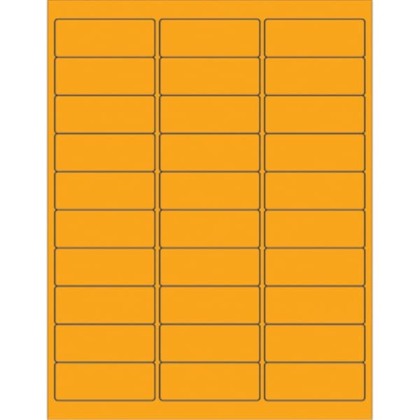 Officespace 2.63 x 1 in. Fluorescent Orange Rectangle Laser Labels, 3000PK OF2536981 - main